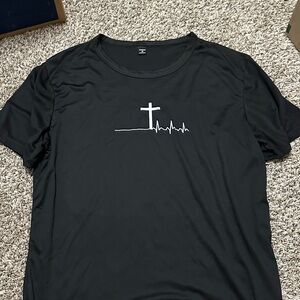 Black Men's Tee with Cross Graphic
